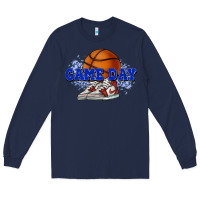 Navy game day basketball Long Sleeve Tee - HowdyJamesFarm