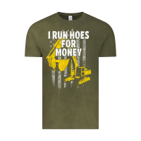 Vintage Olive heavy equipment operator i run hoes for money usa flag t shirt Vintage Tee - StudioElite