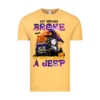 Vintage Mustard my broom broke so now i drive a j.e.e.p witch halloween t shirt Vintage Tee - StudioElite