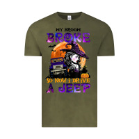 Vintage Olive my broom broke so now i drive a j.e.e.p witch halloween t shirt Vintage Tee - StudioElite