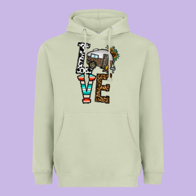 Love Caravan Heavyweight Hoodie Designed By Cowhidedigitalart