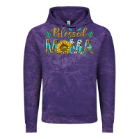 Cloud Purple Western Blessed Mama with Leopard and Sunflower Vintage Hoodie - texasbilliewilder