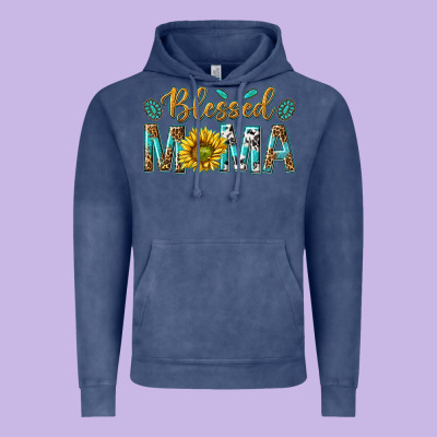 Western Blessed Mama With Leopard And Sunflower Vintage Hoodie Designed By Texasbilliewilder