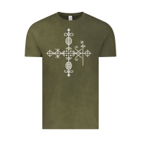 Vintage Olive haitian veve  voodoo symbol t shirt Vintage Tee - PixelFlow