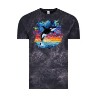 Cloud Black Orca Killer Whale Starry Night Impressionist Dog Art By Aja Vintage Tee - PixelFlow