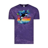 Cloud Purple Orca Killer Whale Starry Night Impressionist Dog Art By Aja Vintage Tee - PixelFlow