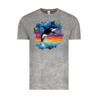 Cloud Rock Orca Killer Whale Starry Night Impressionist Dog Art By Aja Vintage Tee - PixelFlow