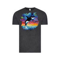 Vintage Black Orca Killer Whale Starry Night Impressionist Dog Art By Aja Vintage Tee - PixelFlow