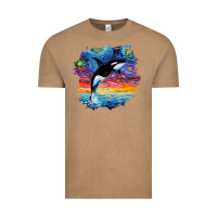 Vintage Coffee Orca Killer Whale Starry Night Impressionist Dog Art By Aja Vintage Tee - PixelFlow