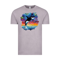 Orca Killer Whale Starry Night Impressionist Dog Art By Aja Vintage Tee | Teevron