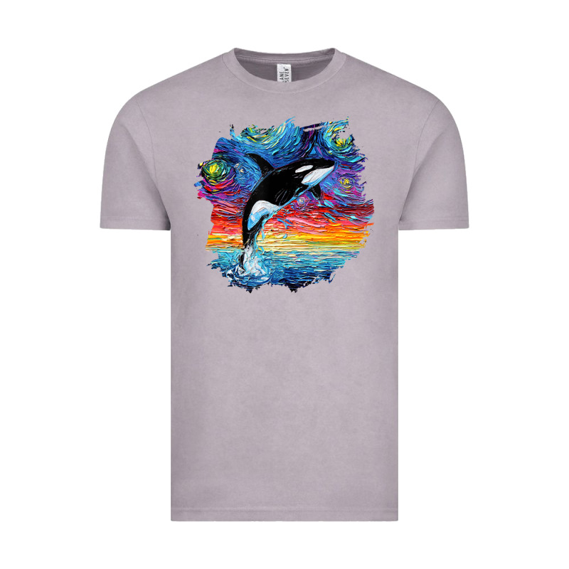 Orca Killer Whale Starry Night Impressionist Dog Art By Aja Vintage Tee by PixelFlow | Teevron