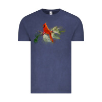 Vintage Denim wild red cardinal bird long sleeve Vintage Tee - PixelFlow