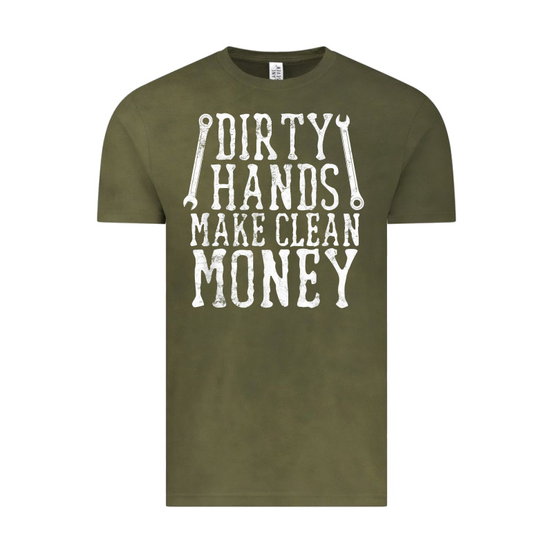 Dirty Hands Make Clean Money T Shirt Wrench Mechanic Gift Vintage Tee by PixelFlow | Teevron
