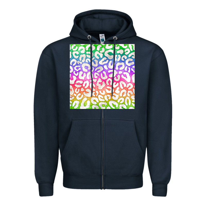 Watercolor Rainbow Leopard Seamless Pattern Zipper Hoodie by BundleAndBundleShop | Teevron