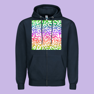 Watercolor Rainbow Leopard Seamless Pattern Zipper Hoodie Designed By Bundleandbundleshop