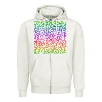 Oatmeal Heather watercolor rainbow leopard seamless pattern Zipper Hoodie - BundleAndBundleShop