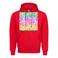 Red watercolor rainbow leopard seamless pattern Zipper Hoodie - BundleAndBundleShop