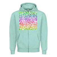 Seafoam watercolor rainbow leopard seamless pattern Zipper Hoodie - BundleAndBundleShop
