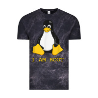 Cloud Black Linux Mascot Tux the Penguin I Am Root TShirt Men Women Kids Vintage Tee - PixelFlow