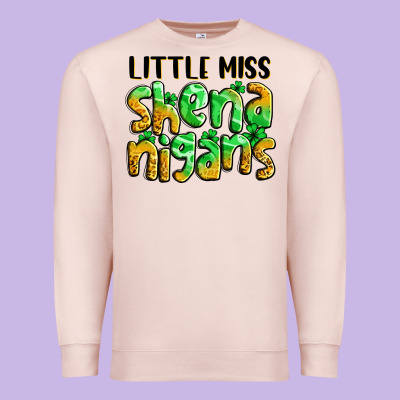 Little Miss Shenanigans St. Patrick's Premium Sweatshirt Designed By Lillyallendesigns