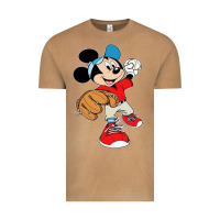 Micky-playing-baseball-cartoon-illustration-- Vintage Tee | Teevron