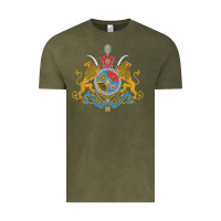 Vintage Olive Iran Coat of arms Flag souvenir Iranian Persian Vintage Tee - PixelFlow