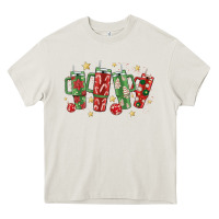 Cream Christmas cups Heavy Core Tee - MaliasSmallBusiness