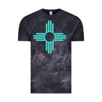Cloud Black New Mexico Zia Sun in Turquoise Blue Vintage Tee - PixelFlow