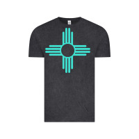 Vintage Black New Mexico Zia Sun in Turquoise Blue Vintage Tee - PixelFlow