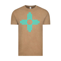 Vintage Coffee New Mexico Zia Sun in Turquoise Blue Vintage Tee - PixelFlow