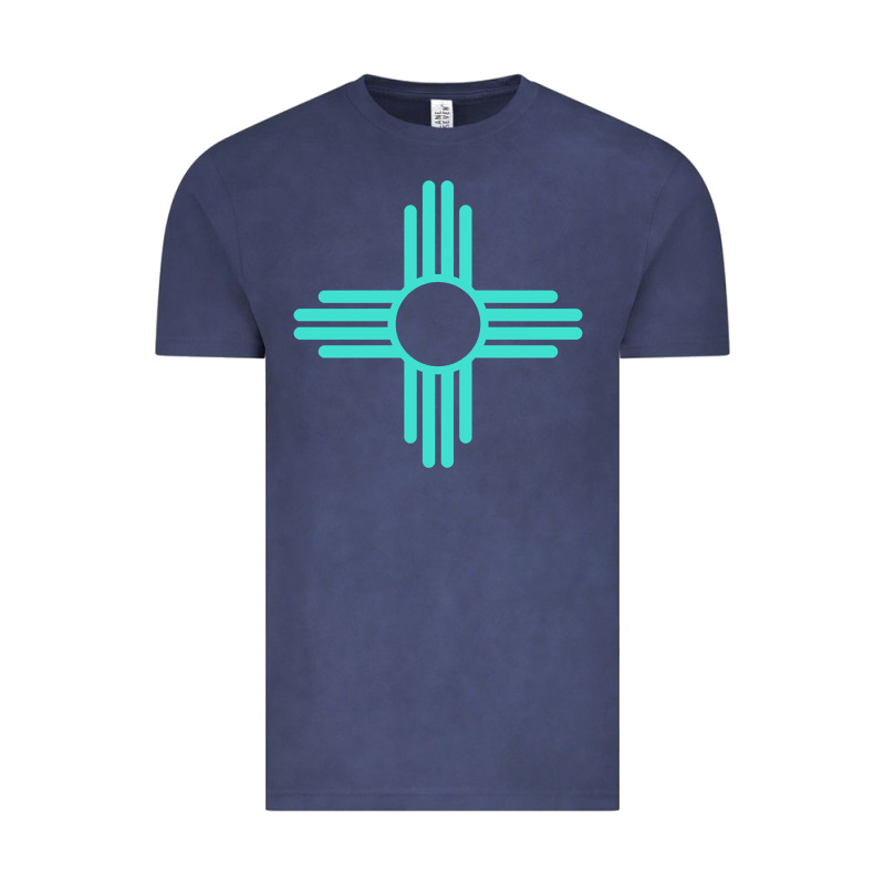 New Mexico Zia Sun In Turquoise Blue Vintage Tee by PixelFlow | Teevron