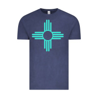 Vintage Denim New Mexico Zia Sun in Turquoise Blue Vintage Tee - PixelFlow