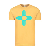 Vintage Mustard New Mexico Zia Sun in Turquoise Blue Vintage Tee - PixelFlow