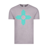 Vintage Zinc New Mexico Zia Sun in Turquoise Blue Vintage Tee - PixelFlow
