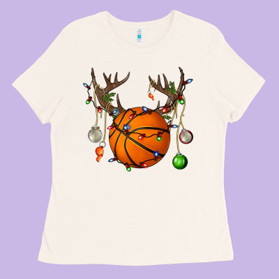 Basketball Horn Christmas Ladies Tee Designed By Bundleandbundleshop