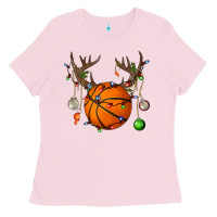 Bubblegum Pink Basketball Horn Christmas Ladies Tee - BundleAndBundleShop