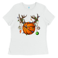 White Basketball Horn Christmas Ladies Tee - BundleAndBundleShop