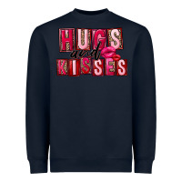 Navy Hugs and kisses Valentine's Day Heavyweight Sweatshirt - FaDigitalArtStudio