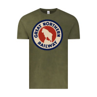 Vintage Olive Great Northern Railroad Vintage Tee - SnappyArt