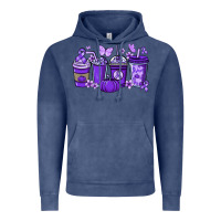 Vintage Denim Cancer coffee cups purple ribbon Vintage Hoodie - NancyCooperArtShop