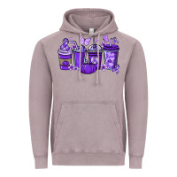 Vintage Zinc Cancer coffee cups purple ribbon Vintage Hoodie - NancyCooperArtShop