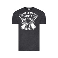 Vintage Black Snitches Are A Dying Breed Motorcycle Biker Gun Vintage Tee - SnappyArt