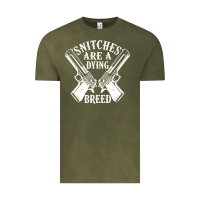 Vintage Olive Snitches Are A Dying Breed Motorcycle Biker Gun Vintage Tee - SnappyArt