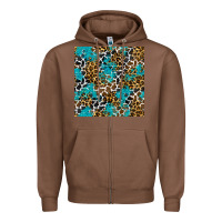 Chestnut turquoise glitter cowhide leopard seamless pattern Zipper Hoodie - BundleAndBundleShop