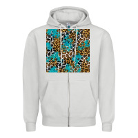 Dove Grey turquoise glitter cowhide leopard seamless pattern Zipper Hoodie - BundleAndBundleShop