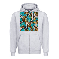 Heather Grey turquoise glitter cowhide leopard seamless pattern Zipper Hoodie - BundleAndBundleShop