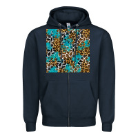 Navy turquoise glitter cowhide leopard seamless pattern Zipper Hoodie - BundleAndBundleShop
