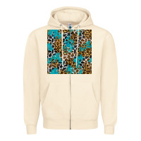 Sandshell turquoise glitter cowhide leopard seamless pattern Zipper Hoodie - BundleAndBundleShop