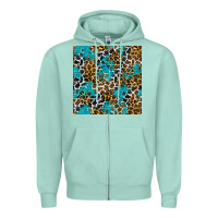 Seafoam turquoise glitter cowhide leopard seamless pattern Zipper Hoodie - BundleAndBundleShop