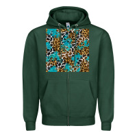 Sports Green turquoise glitter cowhide leopard seamless pattern Zipper Hoodie - BundleAndBundleShop